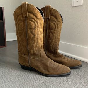 Vintage Suede Cowboy Boots, Lightly Worn